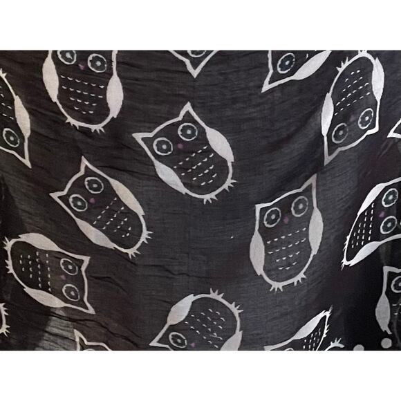 Cato Black White Owl Print & Polka Dot Scarf/Wrap/ Shawl Halloween 20 x 70 - Picture 5 of 8
